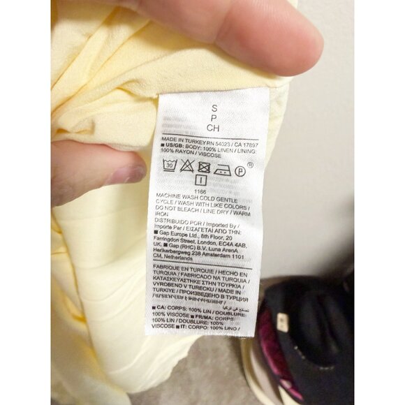 Banana Republic Linen Midi Dress Trapeze V Neck Sleeveless Butter Yellow Small - Picture 6 of 8